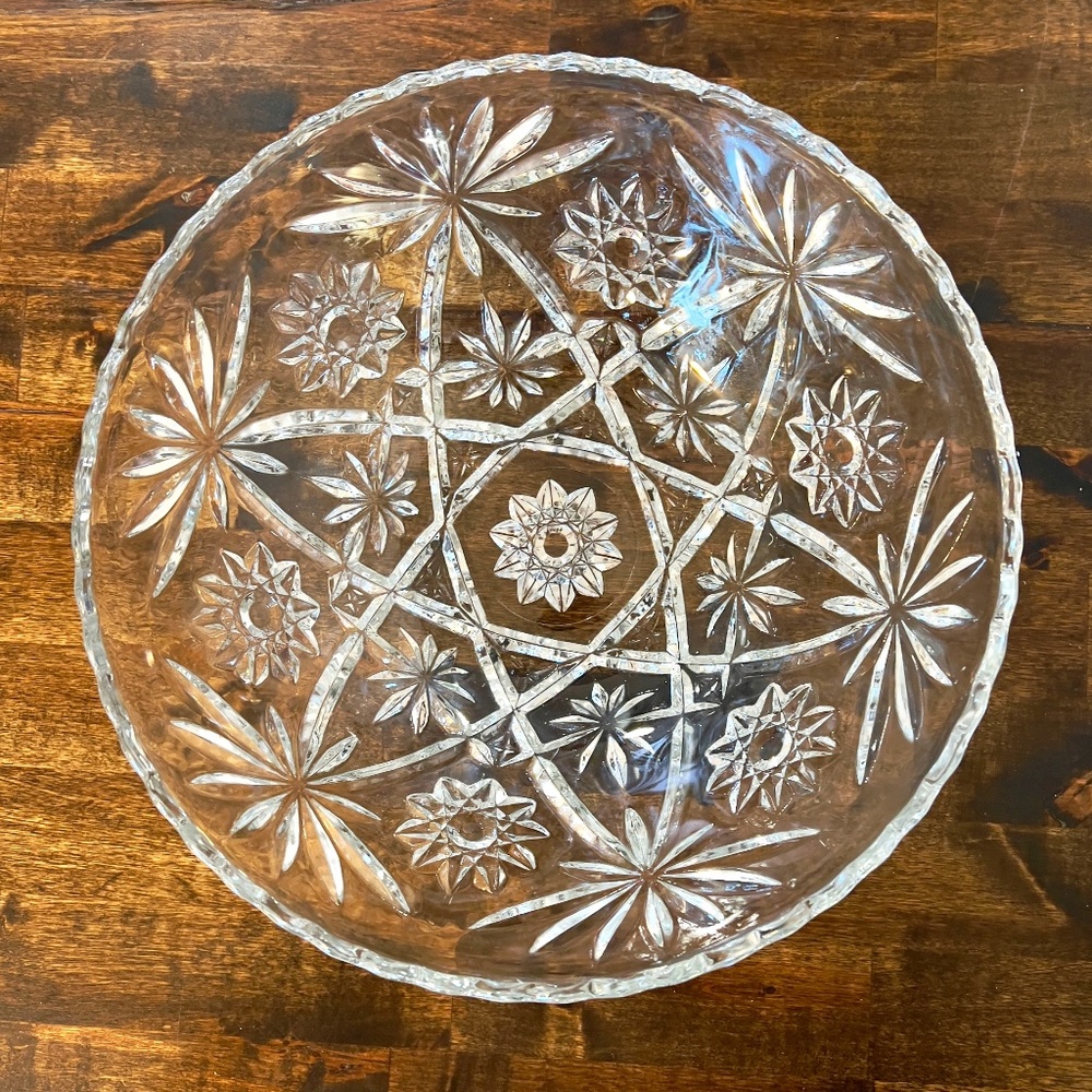Vintage Anchor Hocking EAPC or Star of David 11" Serving Bowl Fruit Bowl